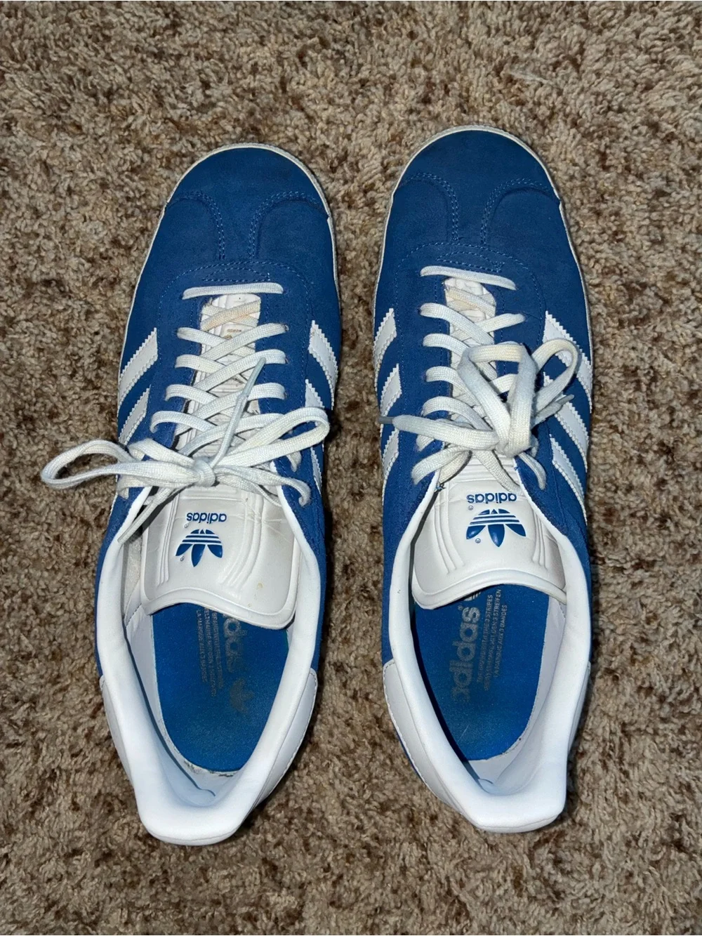 adidas Blue Suede Low-Top Sneakers with White Stripes